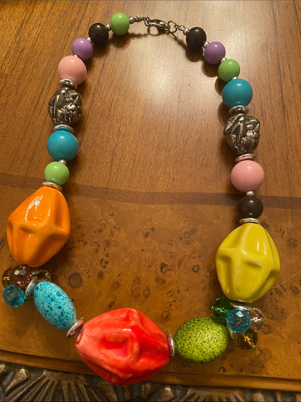 Colorful Beaded Statement Necklace - Multicolor